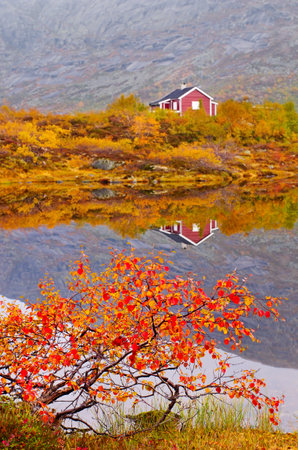 Rural mountain cabins at the mountains, Norwayのeditorial素材