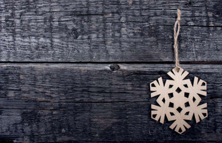 Card with  Christmas decorations  on wooden backgroundの写真素材
