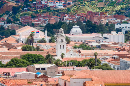 View over the city of Sucre, Boliviaの写真素材