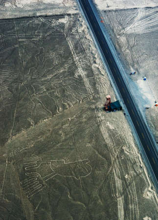Geoglyphs and lines in the Nazca desert. UNESCO World Heritage Site - Peru, South Americaの写真素材