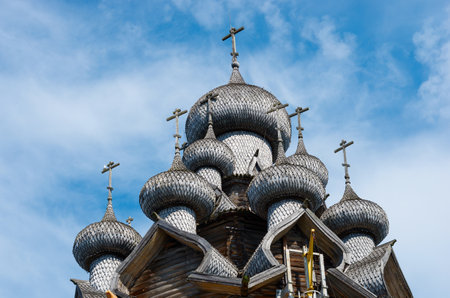 Wooden church on island Kizhi. Lake Onega, Russiaのeditorial素材