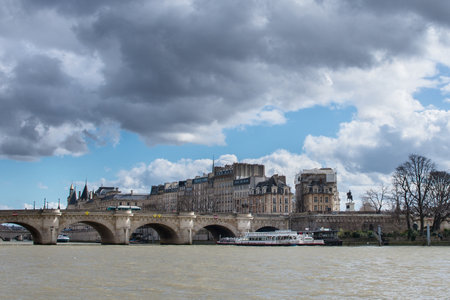 Paris, France - March 2, 2015: Boat tour on Seine river in Paris, Franceのeditorial素材