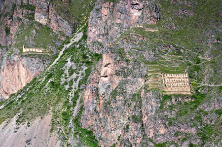 Ollantaytambo - old Inca fortress in the Sacred Valley in Andes, Cusco, Peruの写真素材