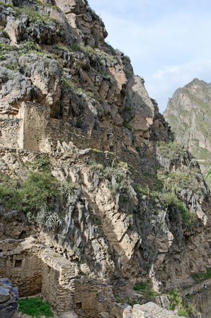 Ollantaytambo - old Inca fortress in the Sacred Valley in  Andes, Cusco, Peruのeditorial素材