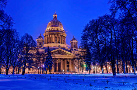 St Isaac Cathedral in Saint Petersburg, Russia. Winterの写真素材