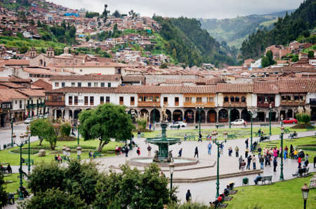 CUZCO, PERU-MARCH 08, 2015: View of  Plaza De Armas in Cusco, Peruのeditorial素材