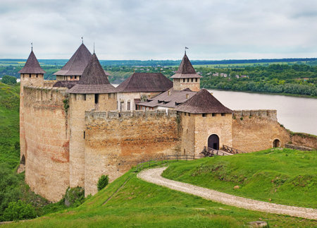 View of old Khotyn Fortress. Ukraineのeditorial素材