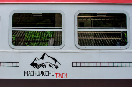 AGUAS CALIENTES, PERU - MARCH 14, 2015: Train connecting Cusco and Machu Picchu in Peru