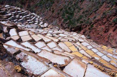 View of Salt ponds in Maras, Cuzco, Peruの写真素材