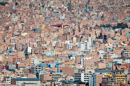 LA PAZ, BOLIVIA - APR 05, 2015: Cityscape of La Paz in Boliviaのeditorial素材