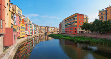 GIRONA, SPAIN - JULY 25: View of Girona -  historical jewish quarter on July 25, 2014 in Girona,...
