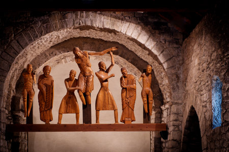 Erill la Vall, Spain - July 17, 2014: Roman Church of Santa Eulalia in Erill-la-Vall  in Catalonia, Spain.のeditorial素材