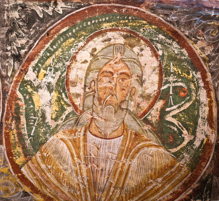 Cappadocia , Turkey - April 29, 2016: Ayvali Church   with early ortodox christian fresco in the...