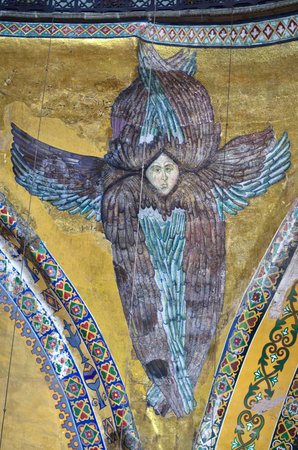 ISTANBUL - APR 20, 2016: Interior of the Hagia Sophia. Former Greek Orthodox Christian patriarchal basilica , later an imperial mosque, and now a museum  in Istanbul, Turkey.のeditorial素材