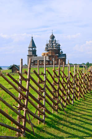Wooden church on island Kizhi. Lake Onega, Russiaの写真素材