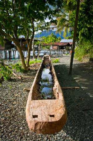 Boat near lake at New Guinea island, Papua provinceの写真素材