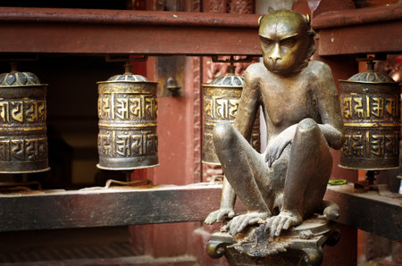 Bronze monkey in golden temple , Patan, Lalitpur city, Nepalのeditorial素材