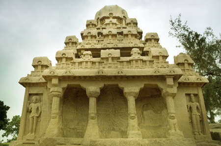 Five rathas complex with  in Mamallapuram, Tamil Nadu, India .の写真素材