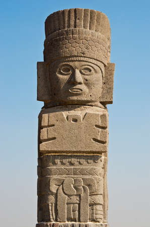 Atlantean figure at the archeological sight in Tula, Mexicoの写真素材