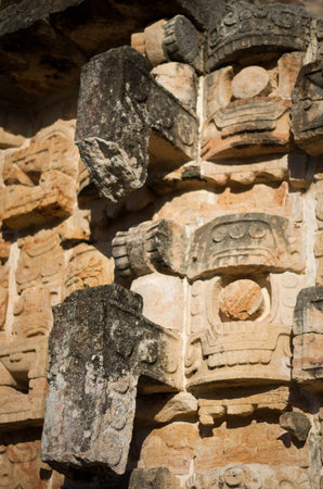 Chaac statue (rain god) in Codz Poop palace (Palace of the Masks) in Kabah, Yucatan, Mexico