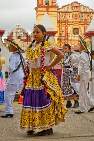 Tamazulapam del Progreso, Mexico - 20 November, 2016: Children on Parade on Mexico Revolution Day.のeditorial素材
