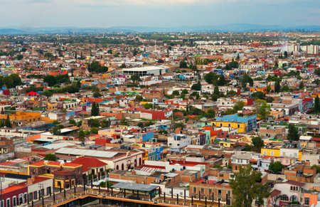Aerial view of downtown in Cholula, Puebla, Mexicoのeditorial素材