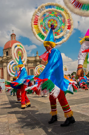 Mexico City, Mexico - December 9, 2016: Fiesta patronal San Juan Diego Cuauhtlatoatzin (Juan Diegotzil) - first Roman Catholic indigenous saint from the Americas near Basilica of Our Lady of Guadalupeのeditorial素材