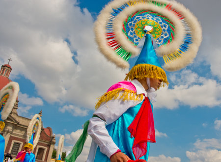 Mexico City, Mexico - December 9, 2016: Fiesta patronal San Juan Diego Cuauhtlatoatzin (Juan Diegotzil) - first Roman Catholic indigenous saint from the Americas near Basilica of Our Lady of Guadalupeのeditorial素材