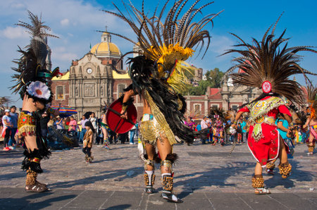 Mexico City, Mexico - December 12, 2016: Celebration of the Day of the Virgin of Guadalupe with a mass ceremony in her honor on square of Basilica of Our Lady of Guadalupeのeditorial素材
