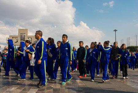 Mexico City, Mexico - December 10, 2016: Pilgrims celebrate the Festival of Our Lady of Guadalupe (Nuestra Senora de Guadalupe) with a mass ceremony in her honor in Basilica of Our Lady of Guadalupeのeditorial素材
