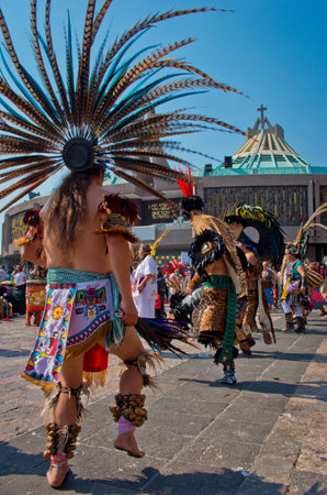 Mexico City, Mexico - December 12, 2016: Celebration of the Day of the Virgin of Guadalupe with a mass ceremony in her honor on square of Basilica of Our Lady of Guadalupeのeditorial素材