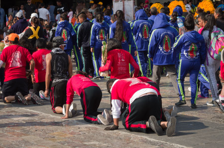 Mexico City, Mexico - December 10, 2016: Pilgrims celebrate the Festival of Our Lady of Guadalupe (Nuestra Senora de Guadalupe) with a mass ceremony in her honor in Basilica of Our Lady of Guadalupeのeditorial素材