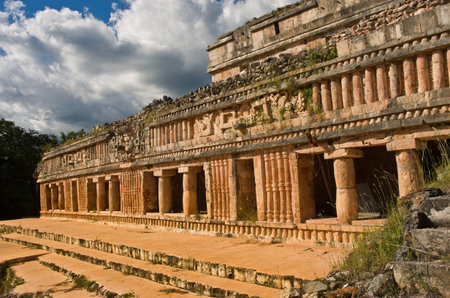 Sayil is a Maya archaeological site, Yucatan, Mexico. Remains of the Palace.