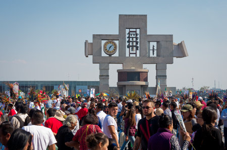 Mexico City, Mexico - December 12, 2016: Celebration of the Day of the Virgin of Guadalupe with a mass ceremony in her honor on square of Basilica of Our Lady of Guadalupeのeditorial素材