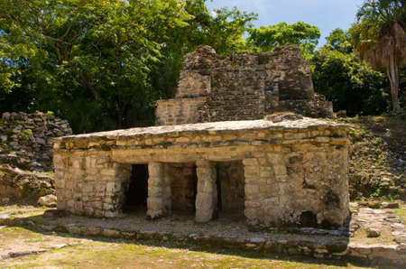 Muyil (also known as Chunyaxche) was one of the earliest and longest inhabited ancient Maya sites on the eastern coast of the Yucatan Peninsula in Mexicoの写真素材