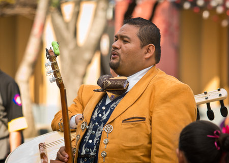 Mexico City - December 03, 2016 : Mariachi band play mexican music at Garibaldi Square in Mexico City, Mexico.のeditorial素材