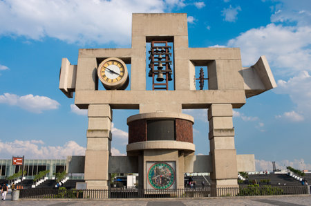 Mexico City, Mexico - November 30, 2016: Bell tower and clock of the Basilica of Our Lady Guadalupe in Mexico cityのeditorial素材