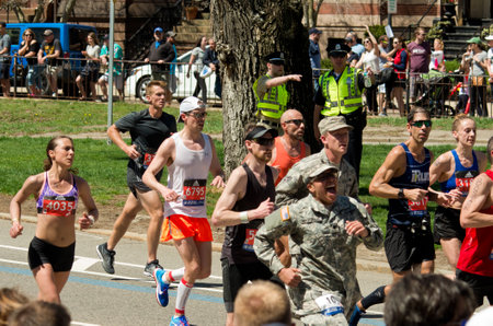 Boston, USA - April 17, 2017: Annual marathon in Boston April 17, 2017のeditorial素材