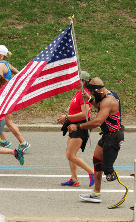 Boston, USA - April 17, 2017: Annual marathon in Boston April 17, 2017のeditorial素材