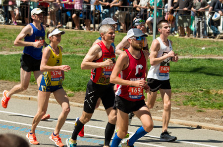 Boston, USA - April 17, 2017: Annual marathon in Boston April 17, 2017のeditorial素材
