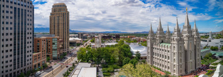 Salt Lake City, USA - May 19, 2017: Panoramic view of Salt Lake City downtown, Utah, USAのeditorial素材