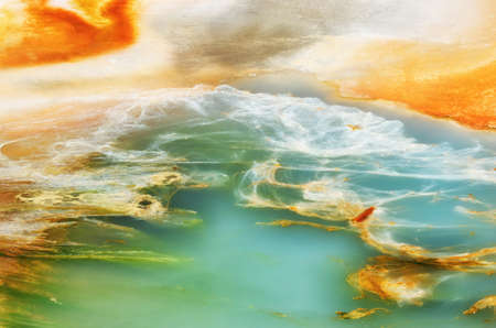 Background of Porcelain Basin in Yellowstone national park, USA.の写真素材