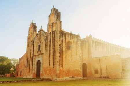 Church and Convent of San Miguel in Mani, in the central region of the Yucatan Peninsula, in the Mexican state of Yucatan. Mexicoの写真素材