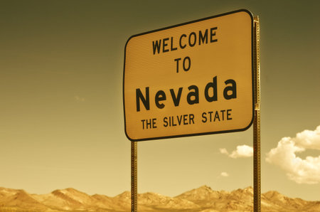 Sign Welcome to Nevada, Death Valley, USAの写真素材