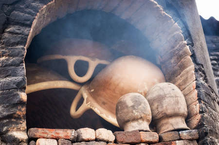 Pottery kiln in the pottery workshop in Puebla, Mexicoの写真素材