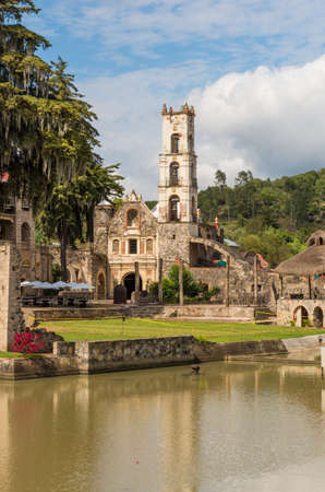 Church at Hacienda Santa Maria Regla, Hidalgo, Mexico.の写真素材