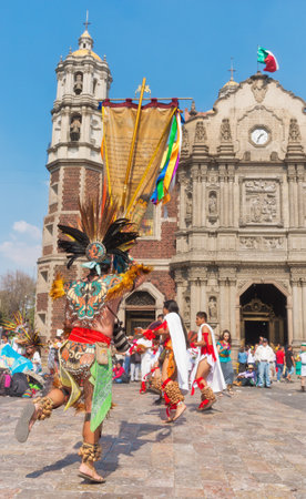 Mexico City, Mexico - December 12, 2016: Celebration of the Day of the Virgin of Guadalupe with a mass ceremony in her honor on square of Basilica of Our Lady of Guadalupeのeditorial素材