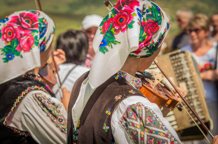 Turka, Ukraine - August 06, 2017: international boycos festival in Turka, Ukraine. Boykos or simply Highlanders (verkhovyntsi) are a Ukrainian ethnographic group located in the Carpathian Mountains of Ukraine.のeditorial素材