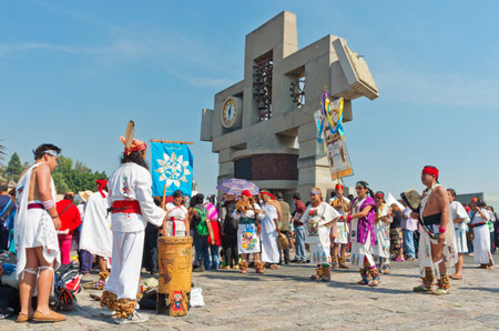 Mexico City, Mexico - December 12, 2016: Celebration of the Day of the Virgin of Guadalupe with a mass ceremony in her honor on square of Basilica of Our Lady of Guadalupeのeditorial素材