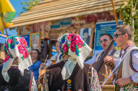 Turka, Ukraine - August 06, 2017: international boycos festival in Turka, Ukraine. Boykos or simply Highlanders (verkhovyntsi) are a Ukrainian ethnographic group located in the Carpathian Mountains of Ukraine.のeditorial素材